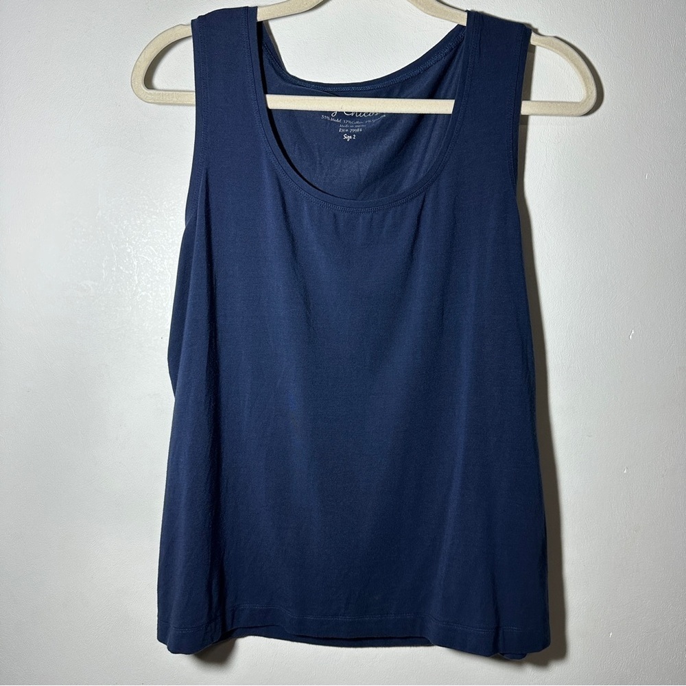 Chico’s Navy Blue Women's Modal Cotton Blend Scoop Neck Tank Top Size 2 (Large)
